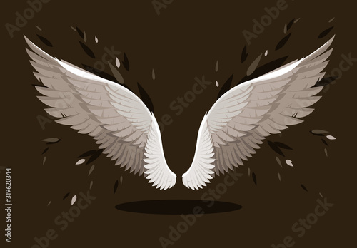 two large wings of a flying creature