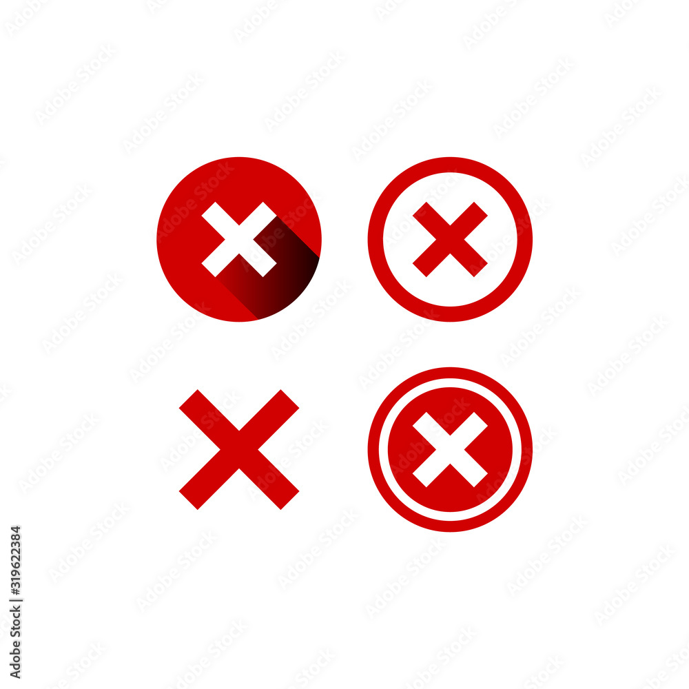 Fototapeta premium Check mark / check, x or approve & deny line art vector icon for apps and websites, cancel icon,vector illustration. Flat design style. vector cancel icon illustration isolated on White background,