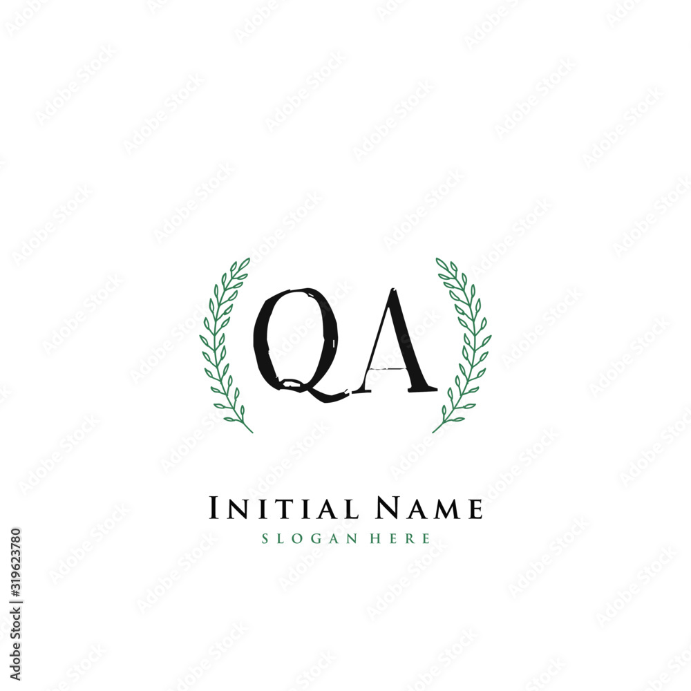 QA Initial handwriting logo vector QA Initial handwriting logo vector