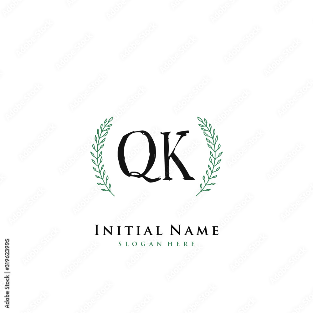 QK Initial handwriting logo vector QK Initial handwriting logo vector