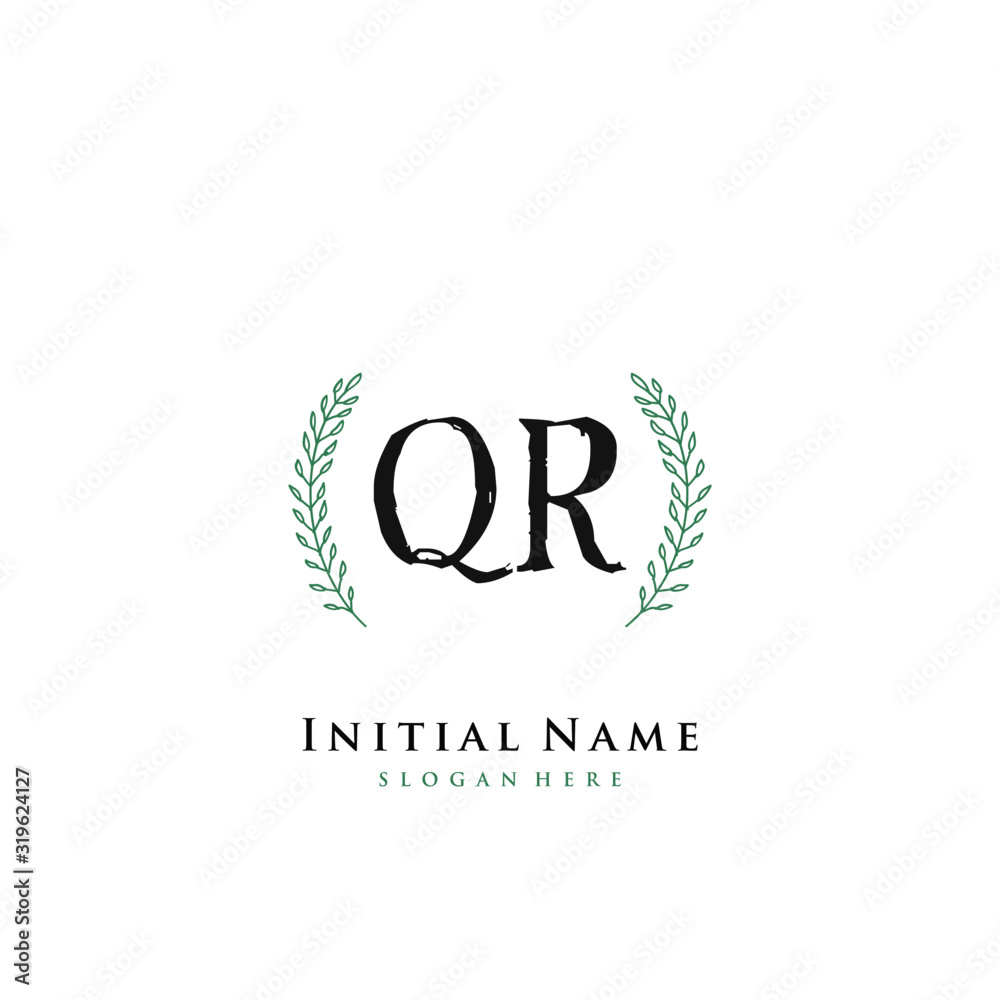 QR Initial handwriting logo vector