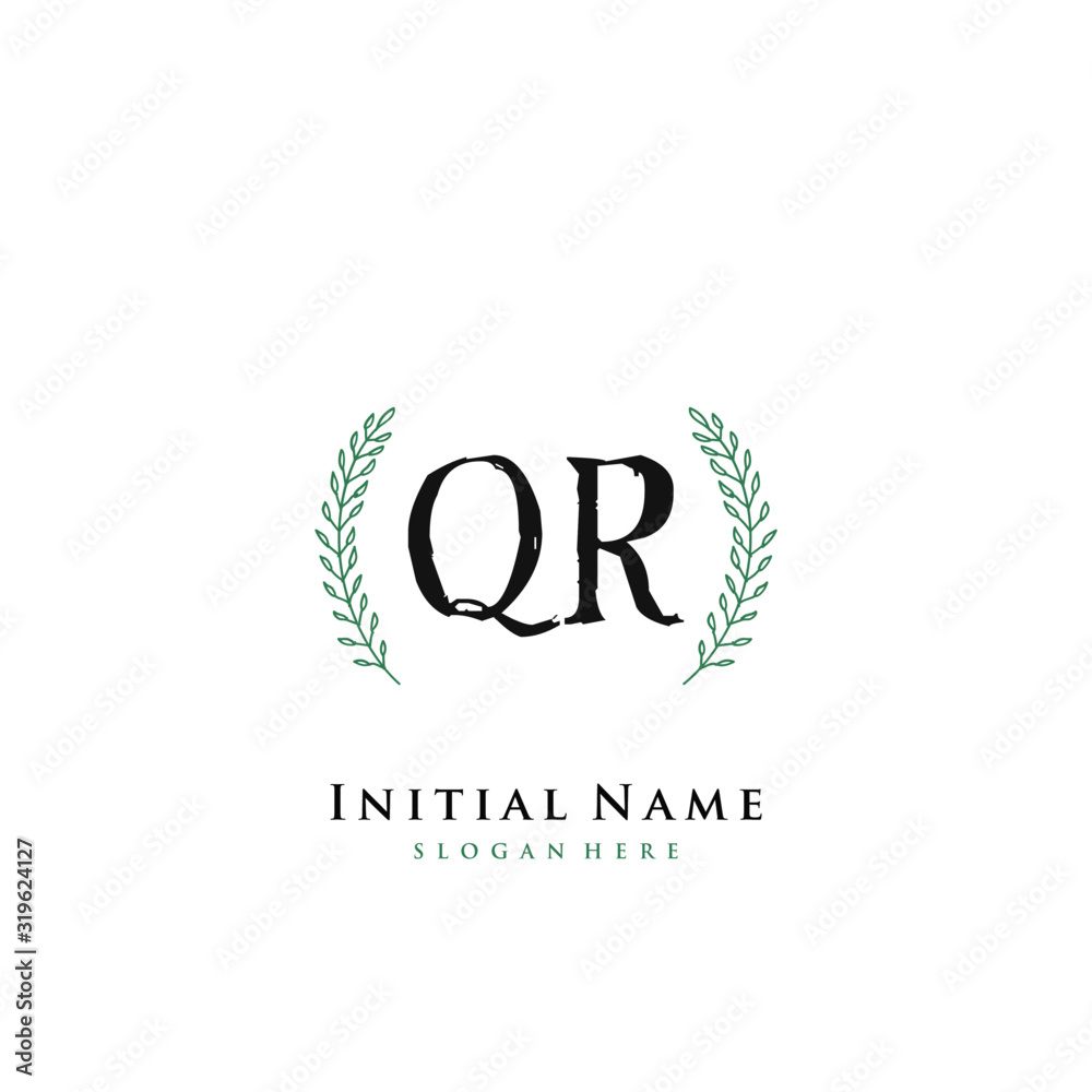 QR Initial handwriting logo vector QR Initial handwriting logo vector