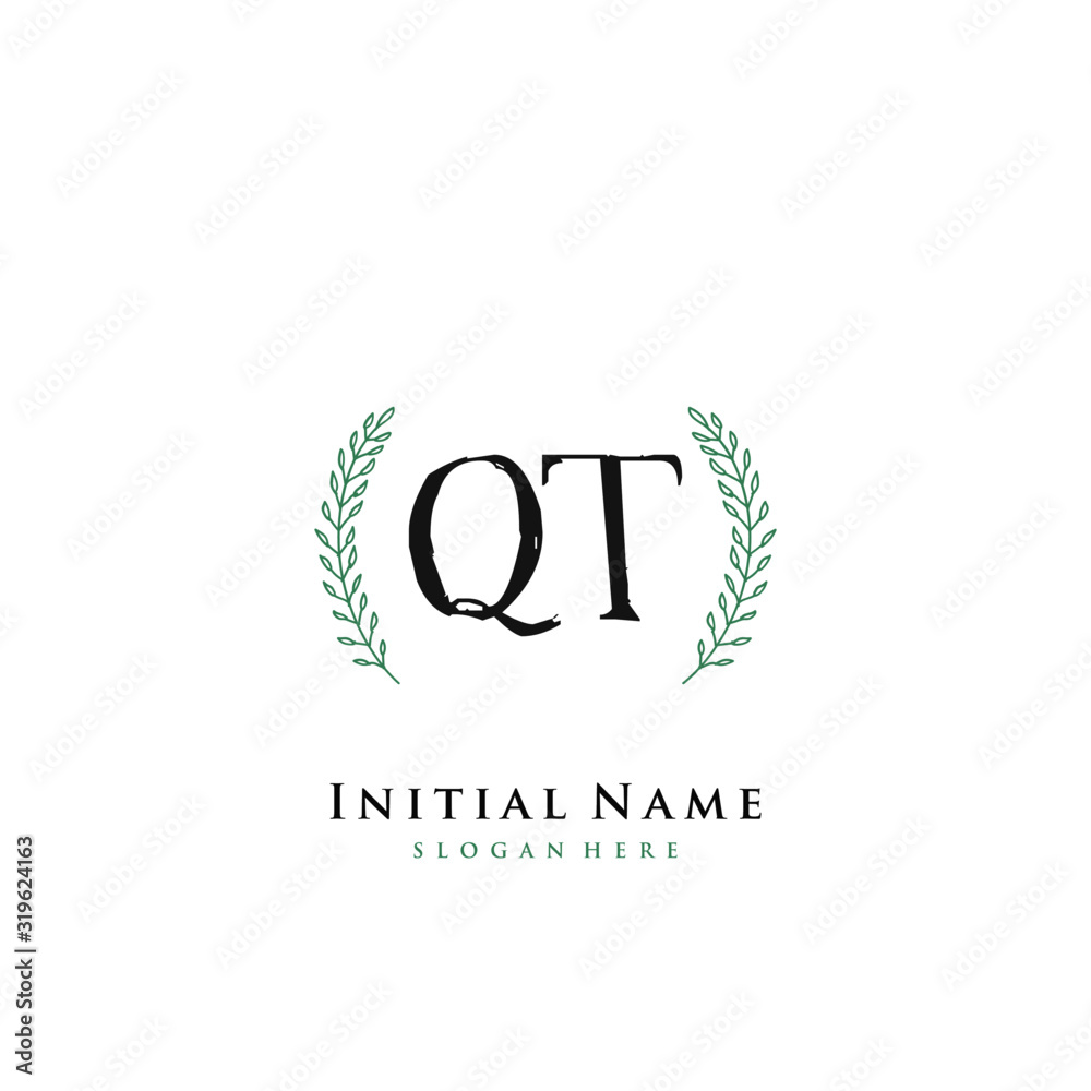 QT Initial handwriting logo vector