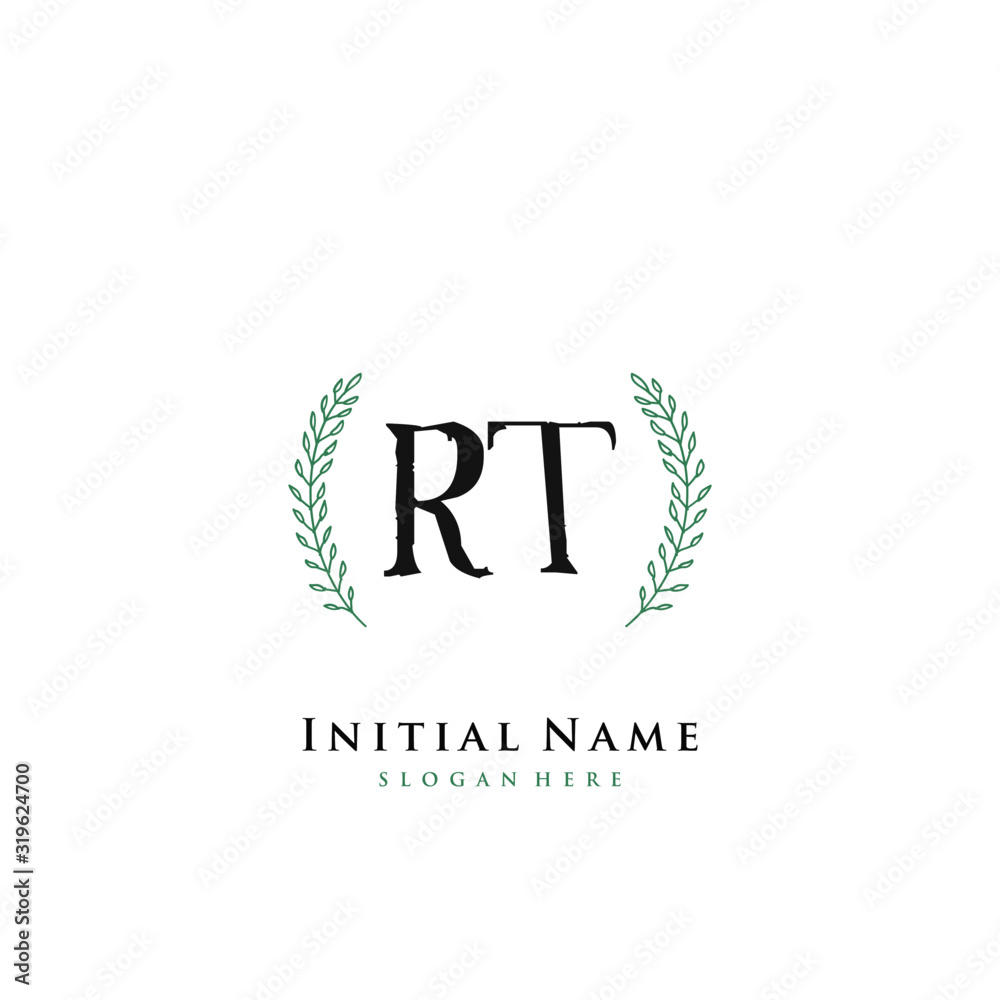 RT Initial handwriting logo vector RT Initial handwriting logo vector