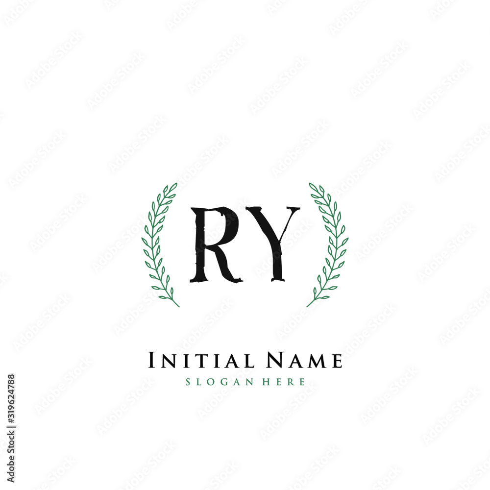 RY Initial handwriting logo vector