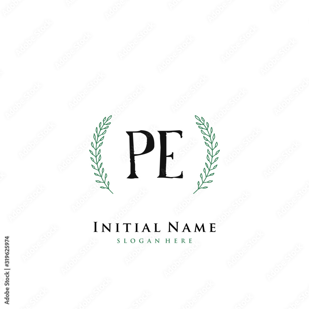 PE Initial handwriting logo vector PE Initial handwriting logo vector