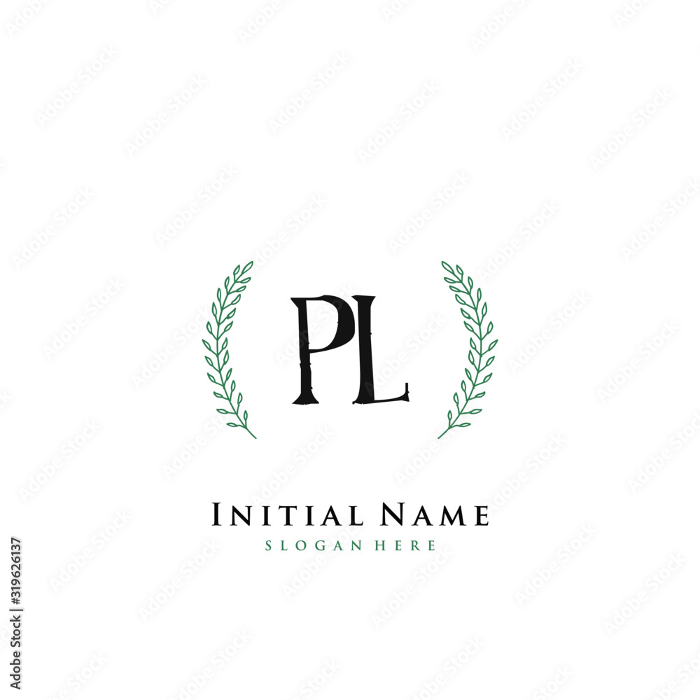 PL Initial handwriting logo vector