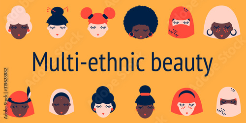 illustration multi-ethnic women beauty