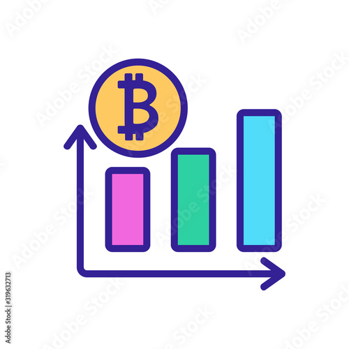 The rise of bitcoin icon vector. A thin line sign. Isolated contour symbol illustration