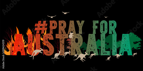 Problems forest fire in Australia,Pray for Australia and forest fire background