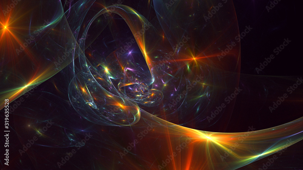Naklejka premium Fractal 3D rendering abstract gold bright background