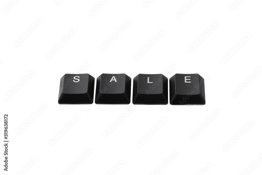 Word sale written on keyboard. Isolated on white. Word sale written on keyboard. Isolated on white.