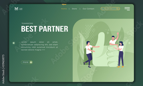 Best partner on teamwork concept on landing page template