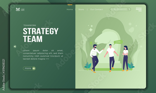 Illustration of teamwork strategy on landing page