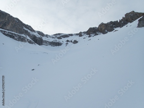 winter alpine landscape for skitouring in stubaier alps in austria photo