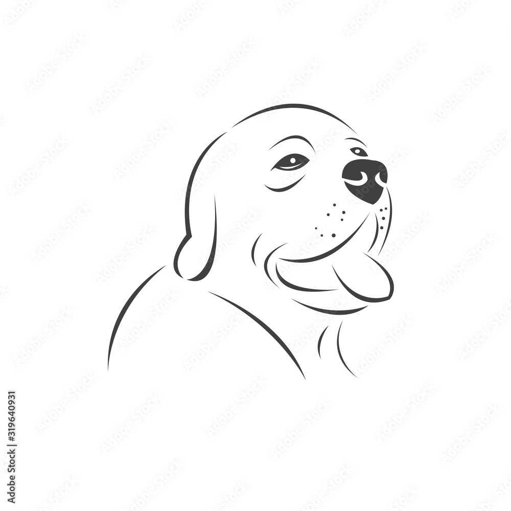 Vector of a Dog head Colour Black. Pet. Animal. logo or icon. symbol. Mammals. Cute. Art picture. on white background Vector of a Dog head Colour Black. Pet. Animal. logo or icon. symbol. Mammals. Cute. Art picture. on white background