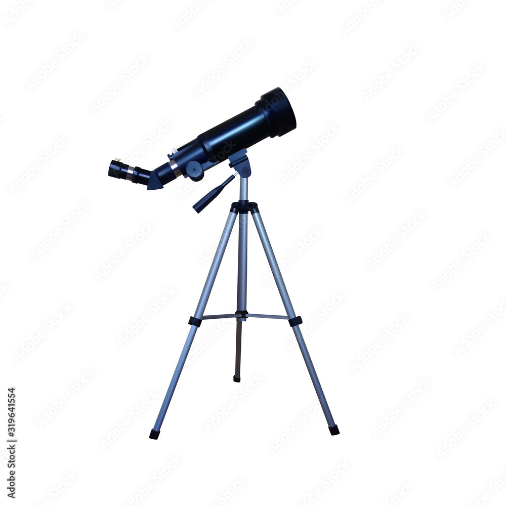 Realistic telescope on a tripod. Realistic telescope on a tripod.