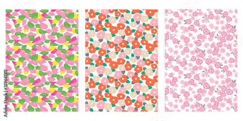 Japanese Colorful Flower Abstract Vector Background Collection