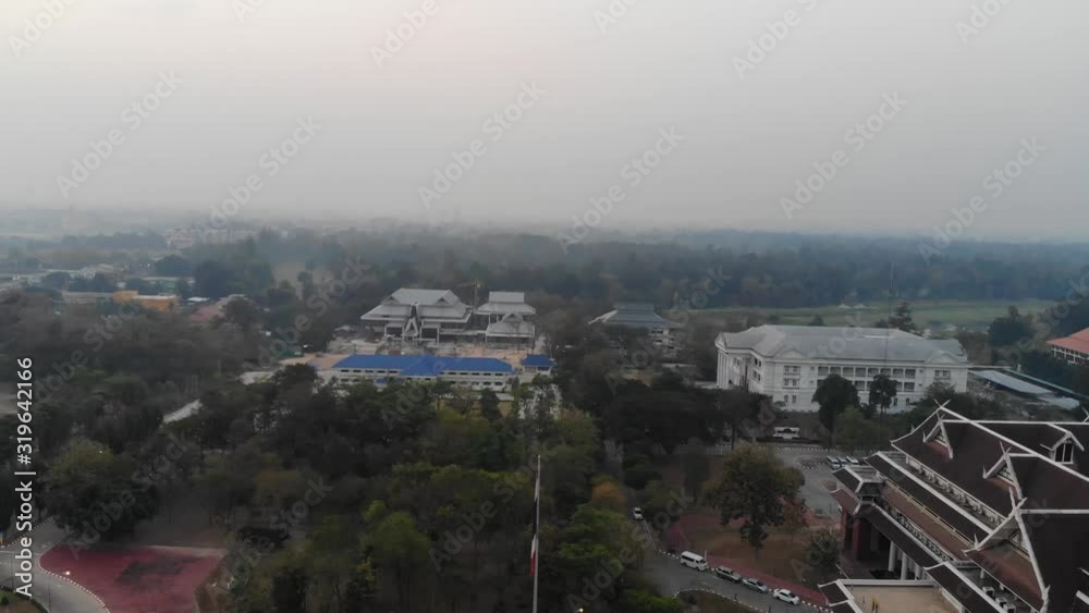 aerial over thai government buildings aerial over thai government buildings