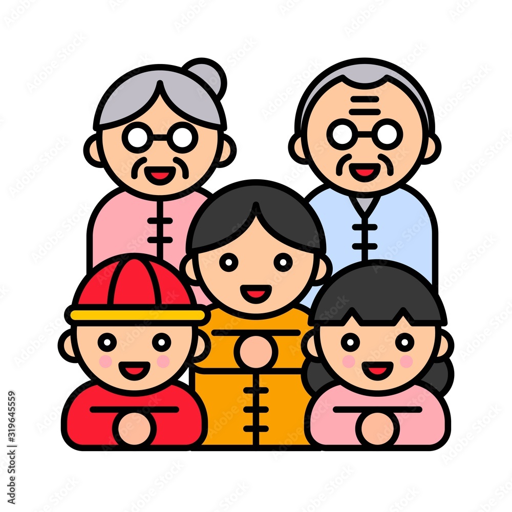 Chinese family greeting vector, Chinese New year filled icon Chinese family greeting vector, Chinese New year filled icon