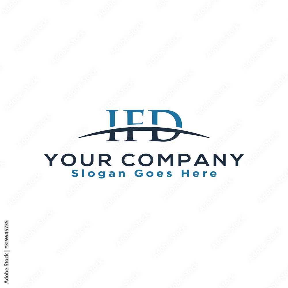 Initial letter IFD, overlapping movement swoosh horizon logo company design inspiration in blue and gray color vector