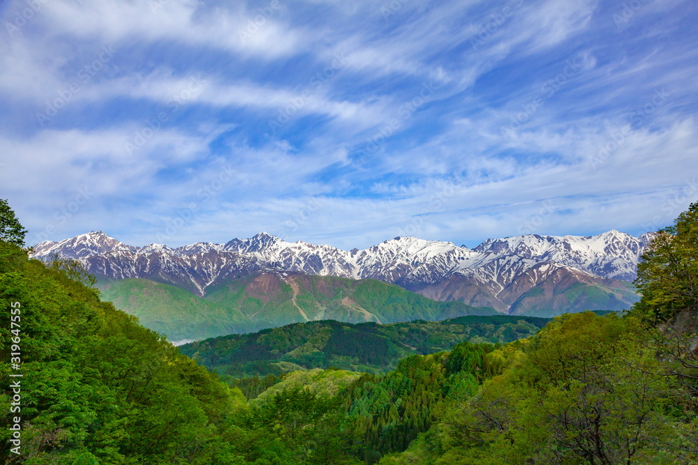 白沢峠から眺める北アルプスの山々、長野県北安曇郡白馬村にて