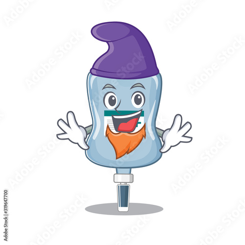 Funny saline bag cartoon mascot performed as an Elf