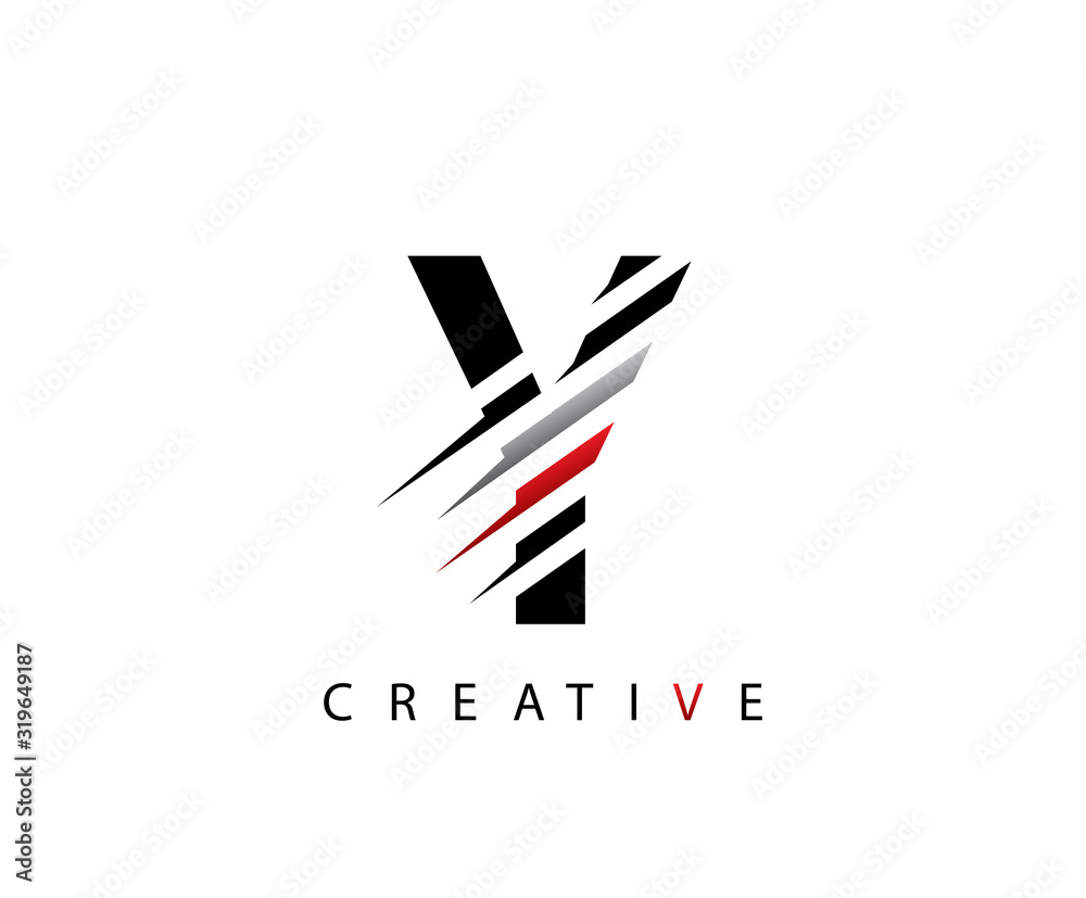Fototapeta premium Abstract Initial Y Letter logo, Fast Techno Letter Design.
