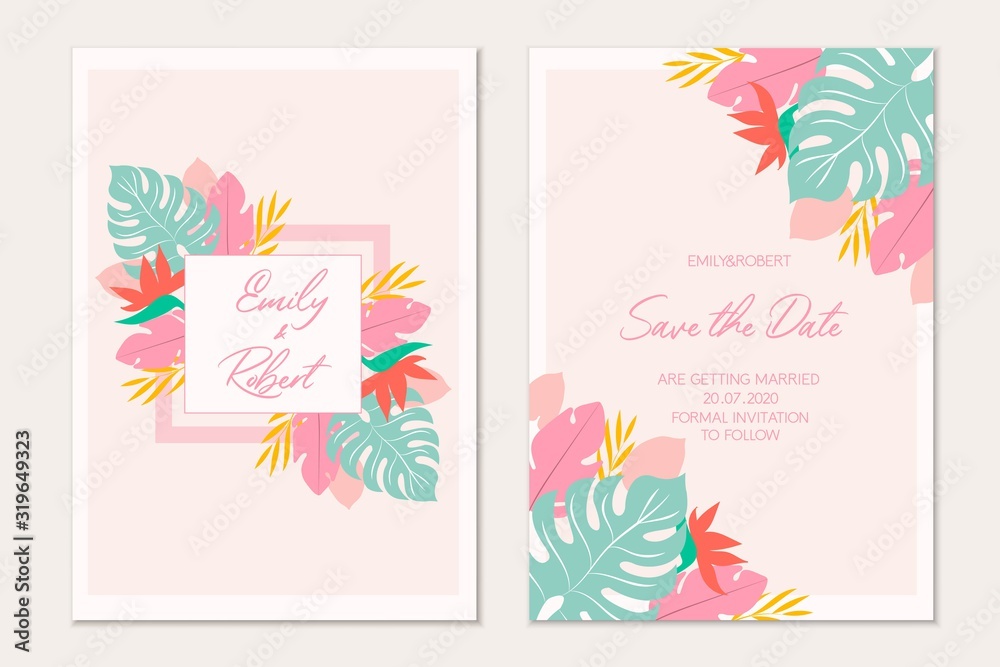 Obraz premium Wedding invitation template card.