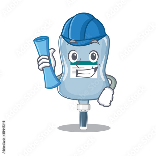 Elegant Architect saline bag having blue prints and blue helmet
