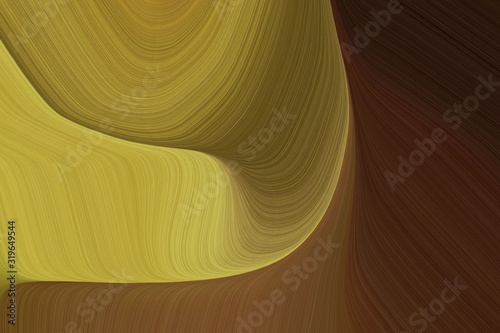 Schilderij op canvas abstract fluid lines and waves and waves wallpaper design with chocolate, peru and dark golden rod colors