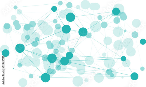 Lines chaos connected geometric connections, circles green network