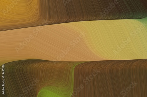 abstract clean and fluid lines and waves background with dark olive green, peru and sienna colors. art for sale. good wallpaper or canvas design