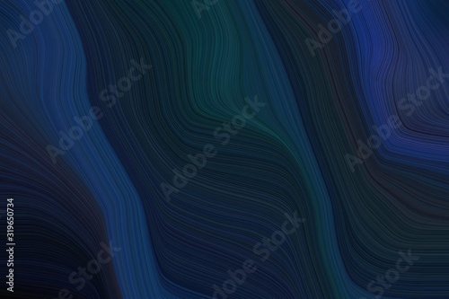abstract fluid lines and waves and curves wallpaper design with very dark blue, midnight blue and black colors. art for sale. can be used as texture, background or wallpaper © Eigens