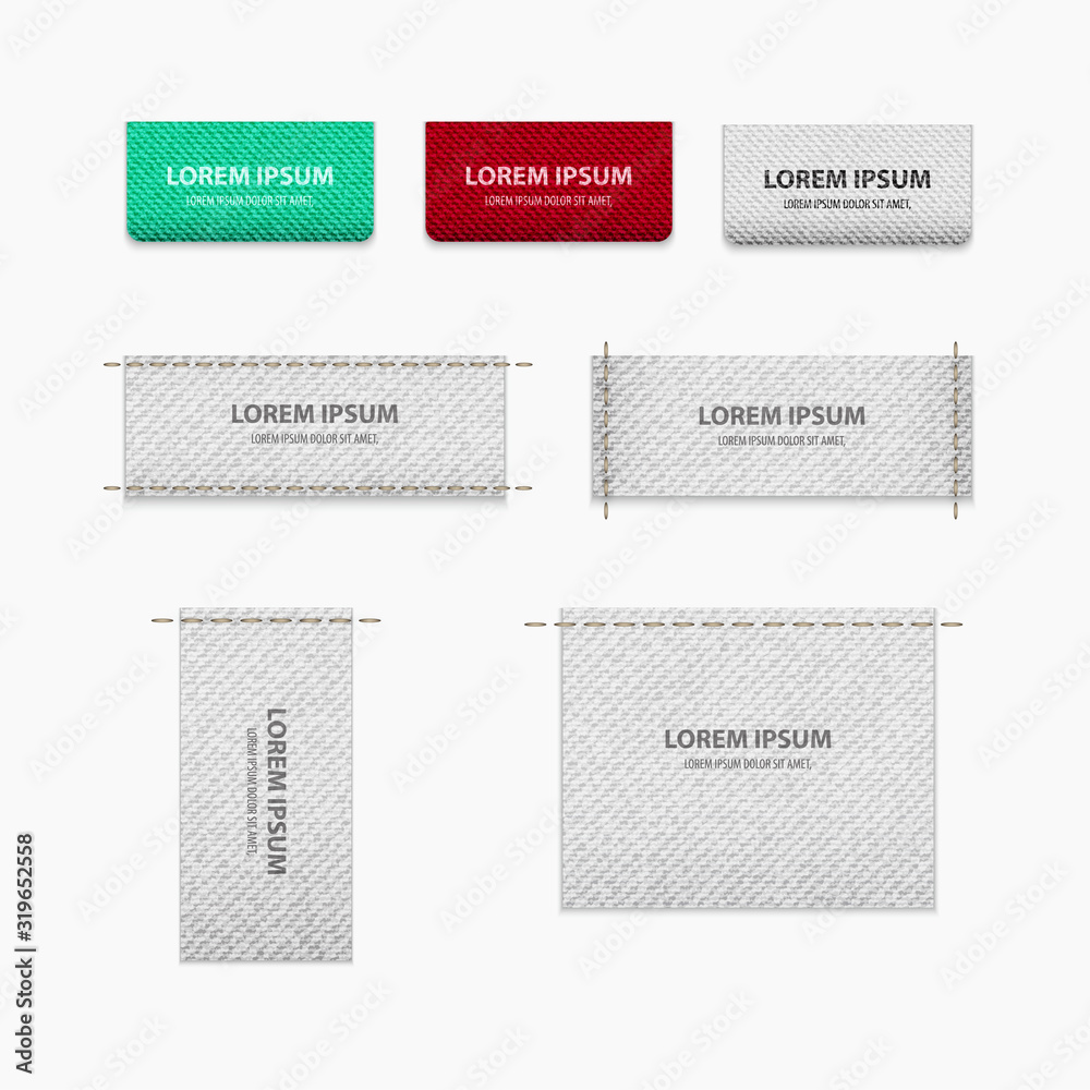 Vector of tag set for clothes With texture for realism with place for text.