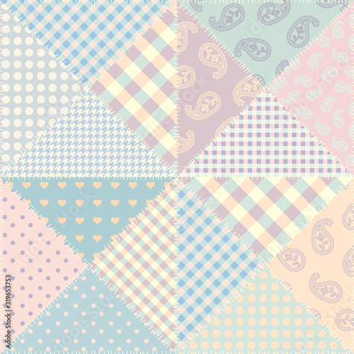Patchwork vector pattern. Seamless quilting design background.