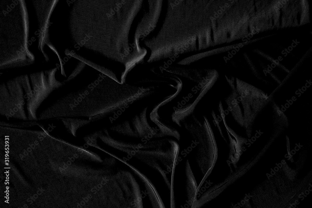 Cloth gray black shiny elegant, abstract background. Detail fabric of  pattern silk texture satin velvet material, luxurious. Crumpled textile  shiny black color. Design elegance with vignette effect. Stock Photo |  Adobe Stock
