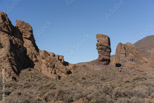 Roques de Garcia. The Roque Cinchado - a unique rock formation of the island of Tenerife located near Teide Volcano. Canary Islands, Spain