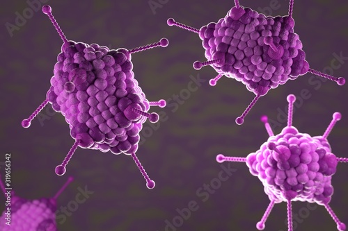3d illustration, close up of microscope Adoeno Virus