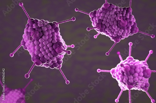 3d illustration, close up of microscope Adoeno Virus photo