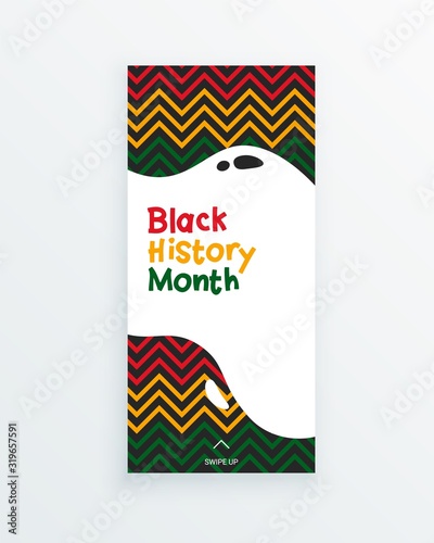 Black History Month to remember important people and events of the African diaspora vertical web banner template. photo