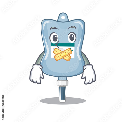 a silent gesture of saline bag mascot cartoon character design