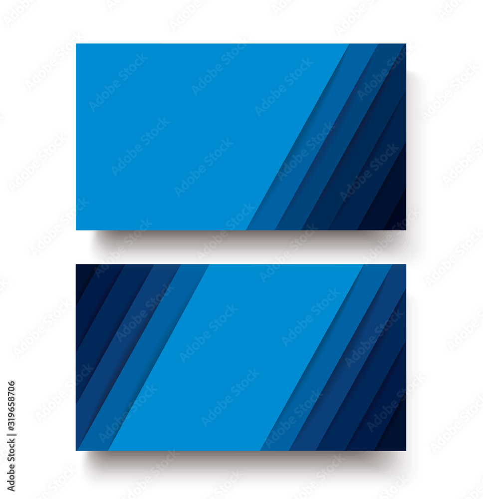 modern blue lines double sided business card template vector eps10