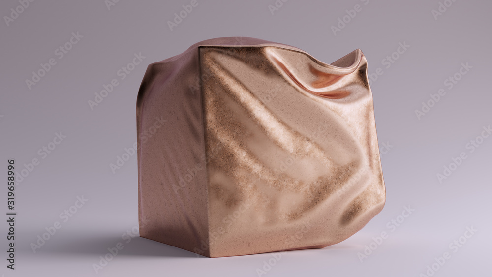Bronze Box Crushed Sculpture 3d illustration 3d render Bronze Box Crushed Sculpture 3d illustration 3d render