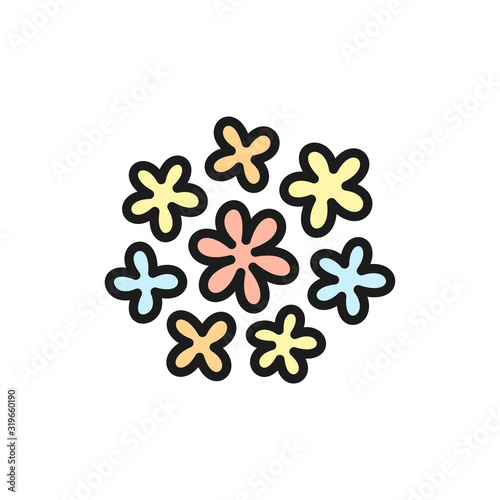 Vector buckwheat flowers flat color line icon.