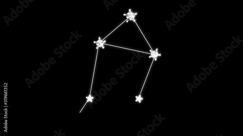 Libra zodiac sign horoscope constellation stars, dark sky blurred background