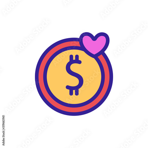 sponsorship money icon vector. Thin line sign. Isolated contour symbol illustration