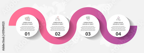 Vector template circle infographics. Business concept with 4 options and parts. Four steps for content, flowchart, timeline, levels