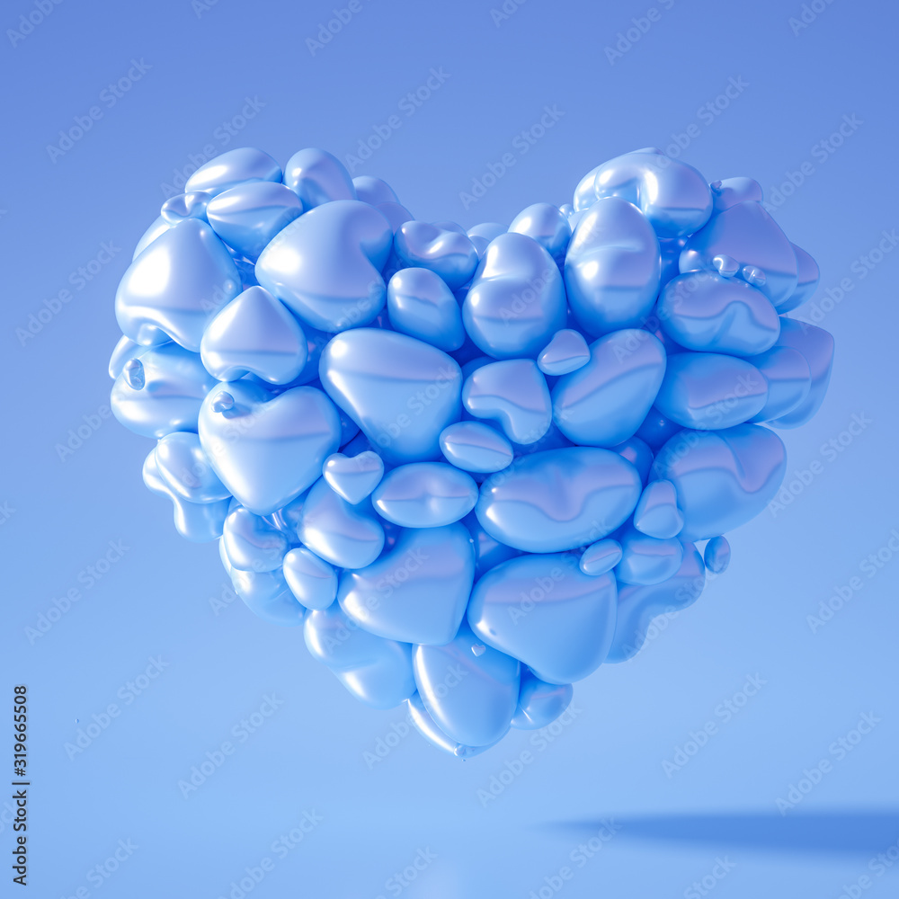 Fototapeta premium Beautiful golden background with hearts, Happy Valentine's Day! 3d illustration, 3d rendering.