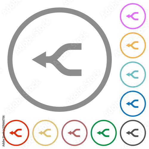 Merge arrows left flat icons with outlines